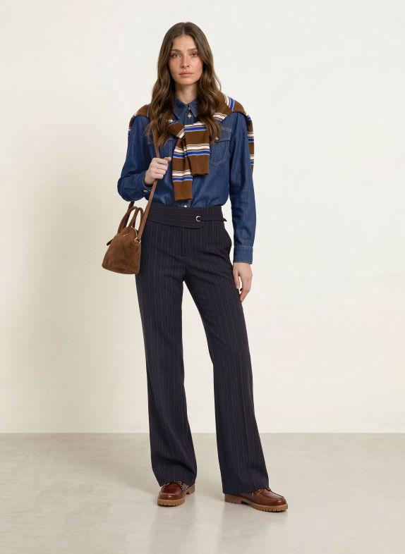 CLAUDIE PIERLOT Marlenehose DUNKELBLAU / DUNKELROT / DUNKELGELB
