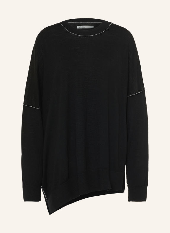 ALLSAINTS MARTEL Oversized Sweater Made of Merino Wool BLACK / WHITE
