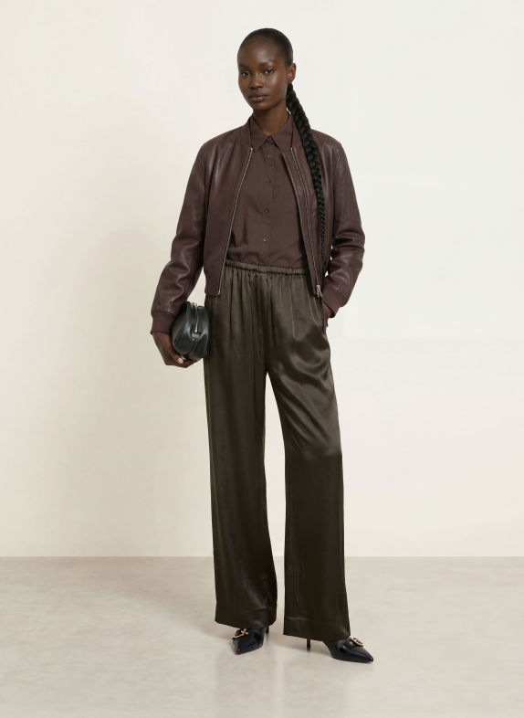ALLSAINTS Pantalon palazzo LYCIA en satin NOIR