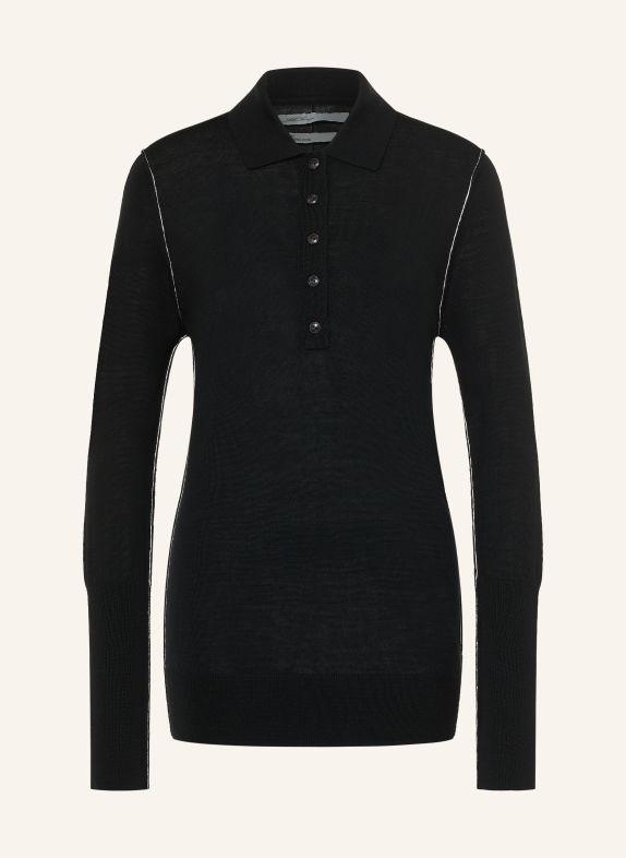 ALLSAINTS Polo en maille MARTEL en laine mérinos NOIR / BLANC