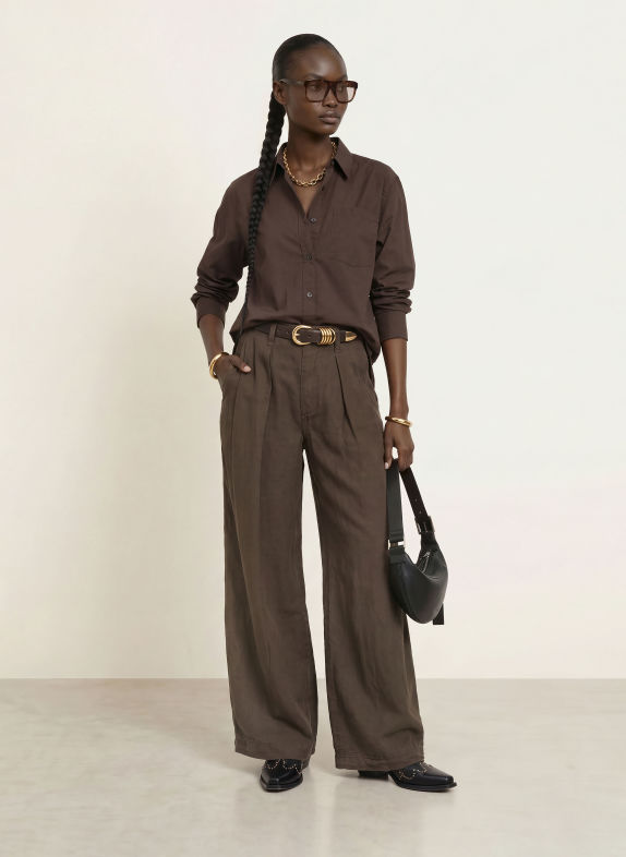 ALLSAINTS Chemisier oversize KAIA MARRON FONCÉ