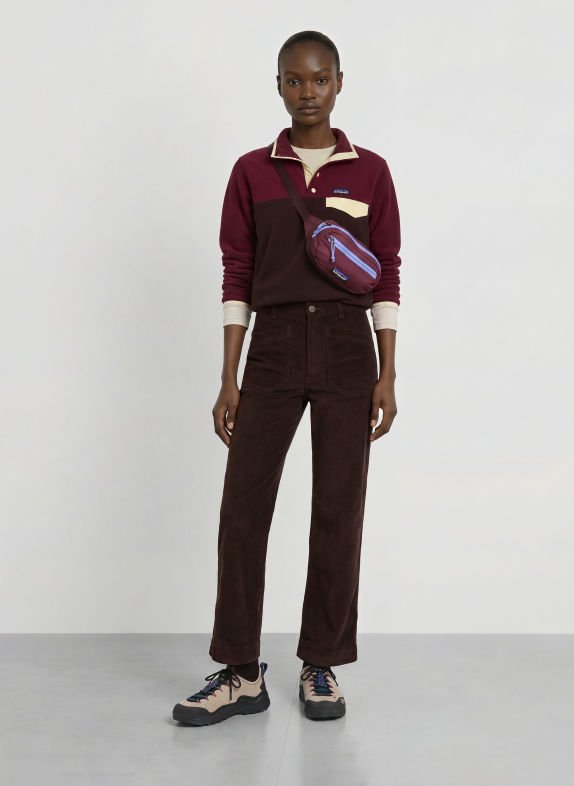 patagonia Sweter typu troyer z polaru SNAP CIEMNOCZERWONY