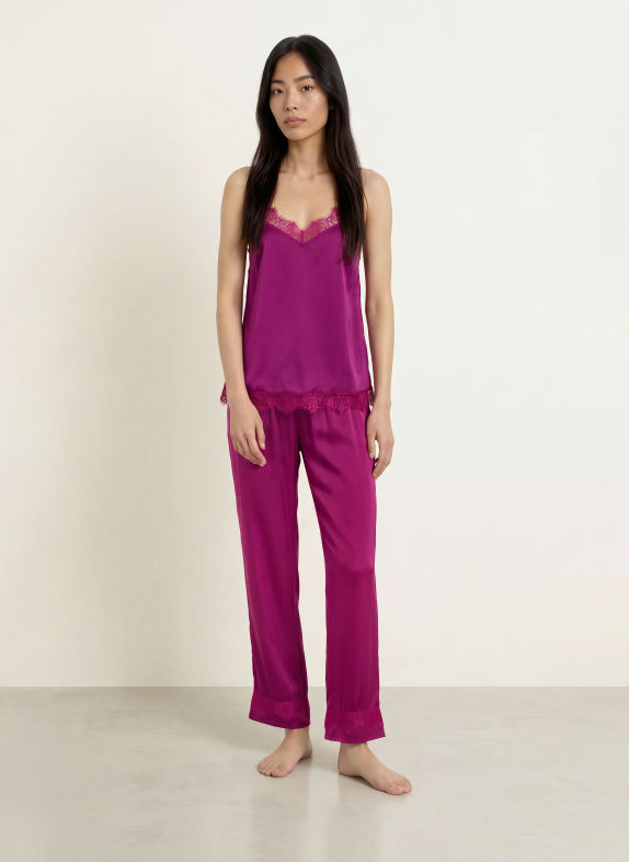SIMONE PÉRÈLE Slaaptop SATIN SECRETS van satijn DONKERPAARS / FUCHSIA