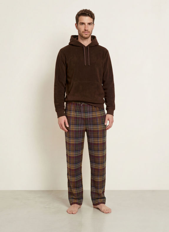 POLO RALPH LAUREN Lounge-Hose aus Flanell BRAUN / HELLBRAUN / LILA