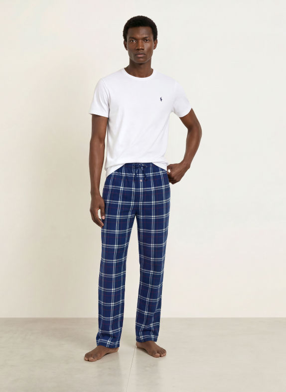 POLO RALPH LAUREN Lounge-Hose aus Flanell DUNKELBLAU / DUNKELROT / WEISS