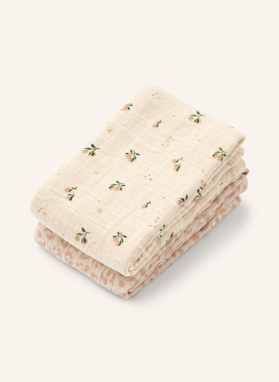 LIEWOOD 2-pack doeken LEWIS CRÈME / ROZE / GROEN