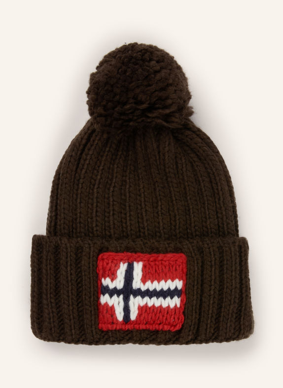 NAPAPIJRI Beanie SEMIURY 5 DARK BROWN / RED / DARK BLUE