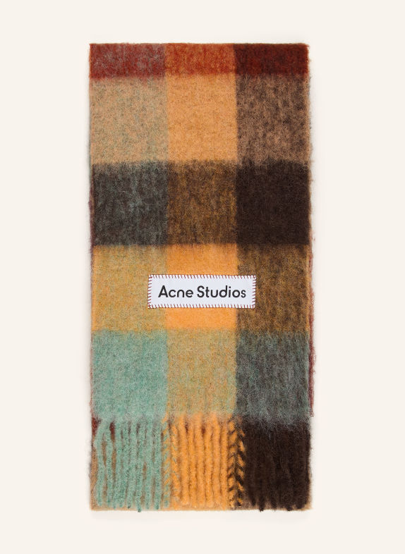 Acne Studios Sjaal met alpaca DONKERGEEL / BRUIN / MINT