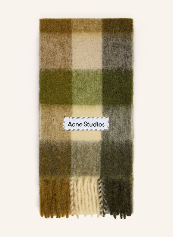 Acne Studios Eșarfă din alpaca KAKI / CREM / VERDE ÎNCHIS