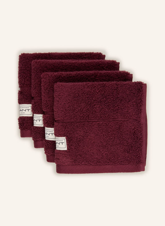 GANT HOME 4er-Set Seiftücher DUNKELROT