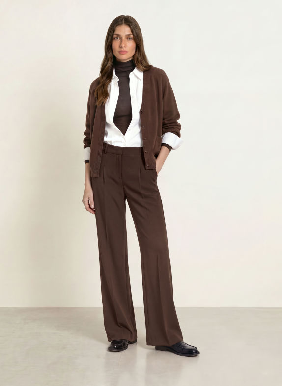 RIANI Wide leg trousers DARK BROWN