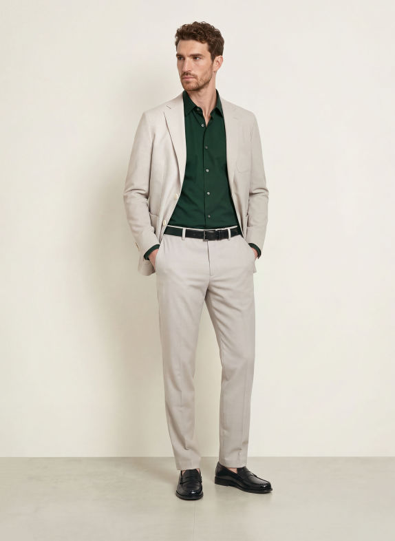 BOSS Koszula HANK slim fit CIEMNOZIELONY