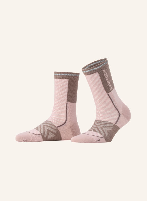 icebreaker Trekking-Socken RUN + ULTRALIGHT CREW mit Merinowolle ROSÉ / GRAU / DUNKELLILA