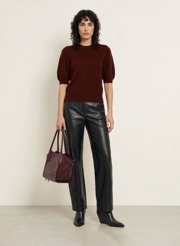 LADNERI Gebreid shirt POUPETTE van kasjmier DONKERROOD