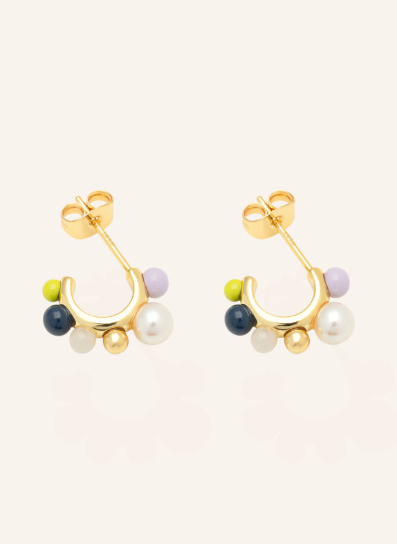 LULU Copenhagen Náušnice SPACE HOOPS ZLATÁ / SVĚTLE FIALOVÁ / SVĚTLE ZELENÁ