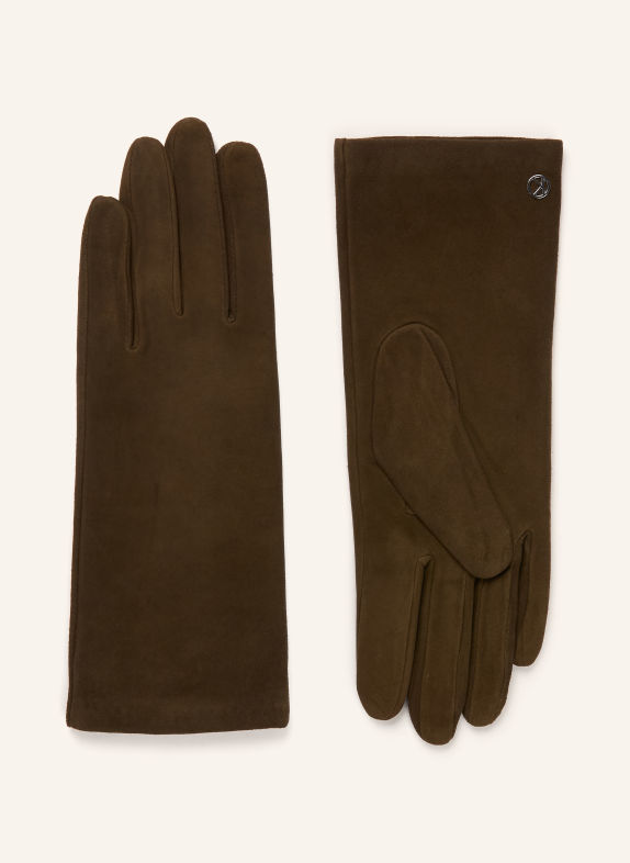 KESSLER Leren handschoenen AVA met kasjmier OLIJF
