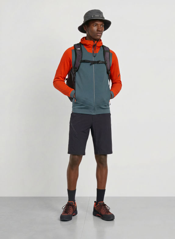 DYNAFIT Bunda Midlayer BLACKLIGHT THERM HOODED TMAVĚ ORANŽOVÁ / TMAVĚ ŠEDÁ / NEONOVĚ ORANŽOVÁ