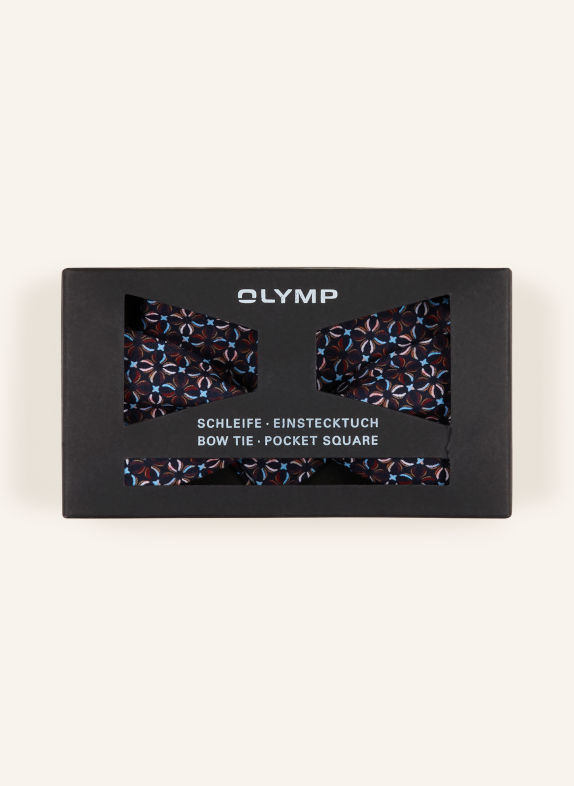 OLYMP Set: Fliege und Einstecktuch DUNKELBLAU / HELLROSA / DUNKELROT