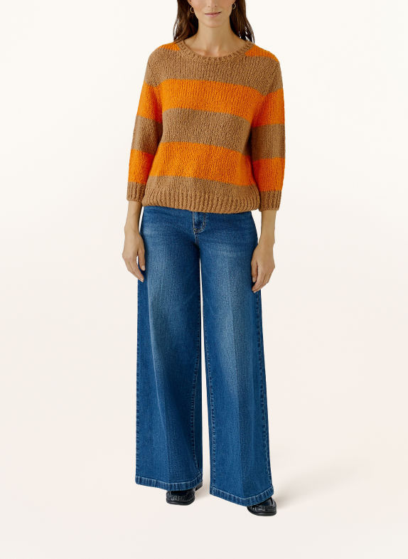 Oui Trui met 3/4-mouwen CAMEL / ORANJE