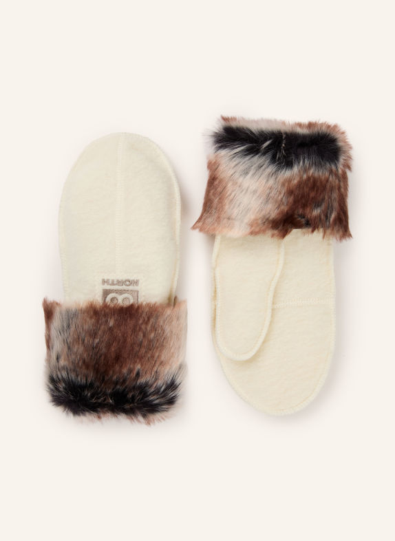 66°NORTH Multisport-Handschuhe KALDI ARCTIC MITTENS mit Kunstpelz CREME / BRAUN / SCHWARZ