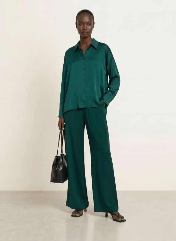 DRYKORN TWEEZER satin trousers GREEN