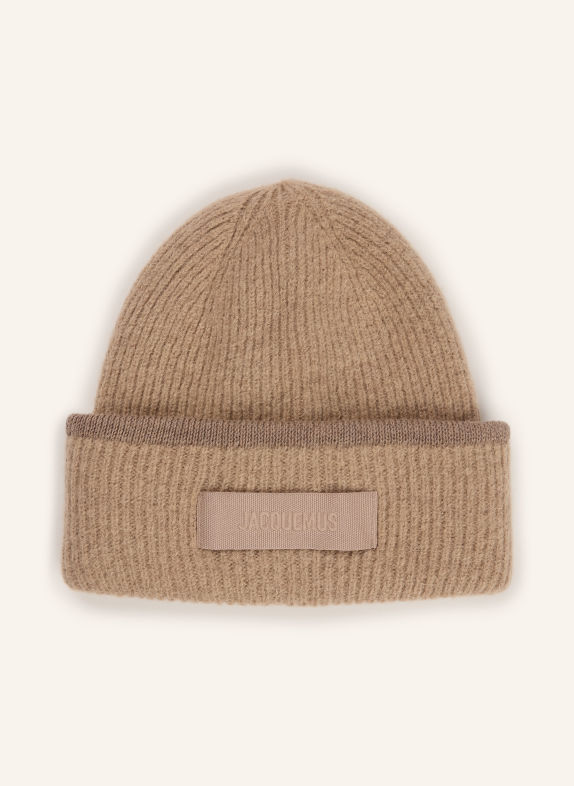 JACQUEMUS Căciulă LE BONNET GROS GRAIN cu alpaca BEJ