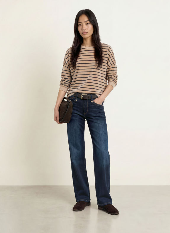 Herrlicher Velour shirt SMILA BEIGE / BLACK
