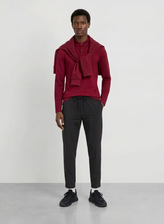 BOSS Jersey poloshirt PIROL Regular Fit DONKERROOD