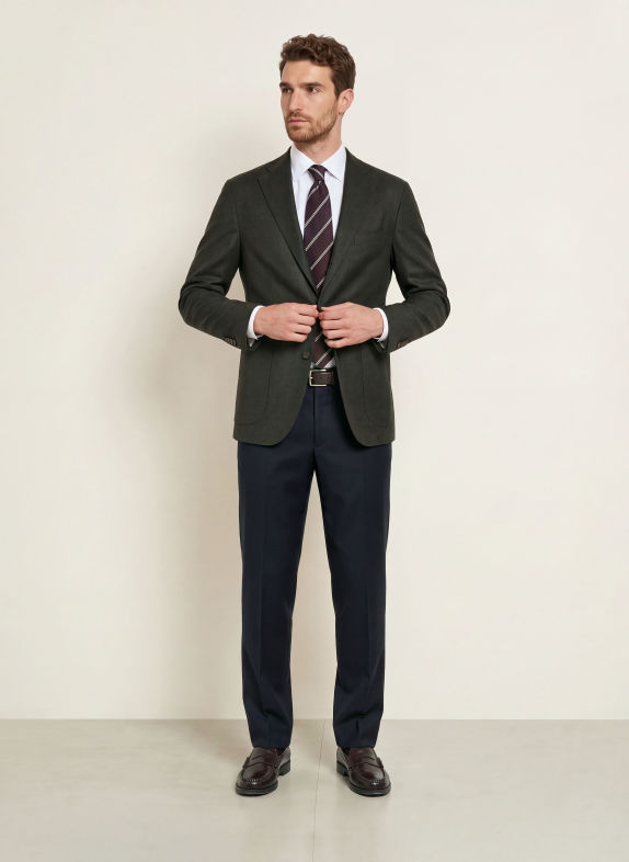 ETON Slim fit colbert DONKERGROEN