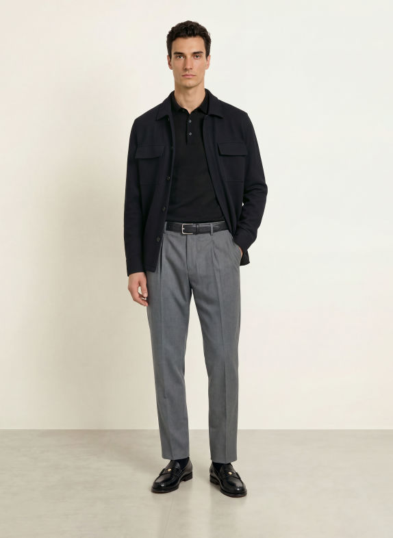 LARDINI Gebreid poloshirt ZWART