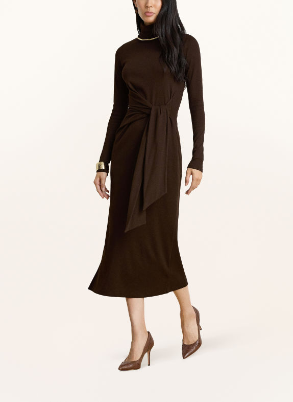 LAUREN RALPH LAUREN Strickkleid in Wickeloptik DUNKELBRAUN