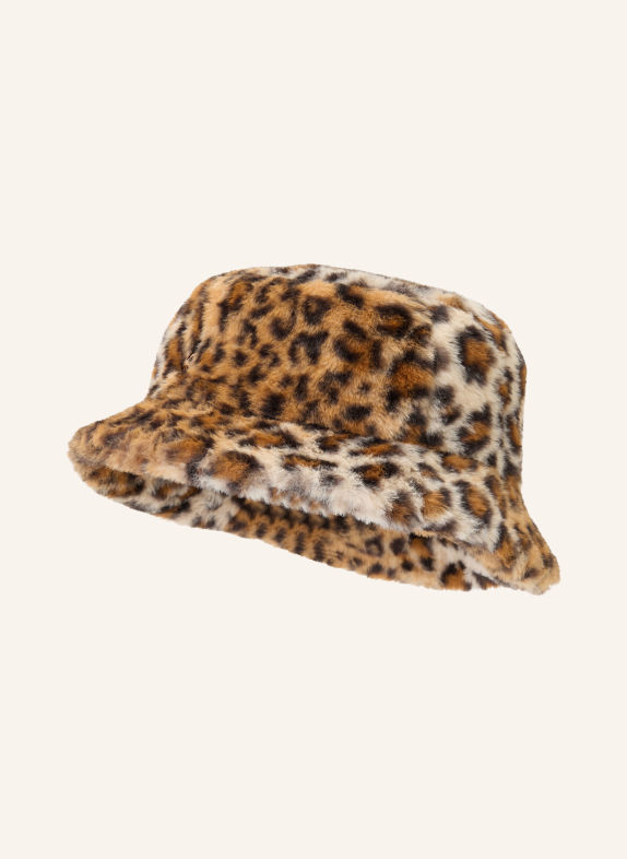 KANGOL Klobouk Bucket Hat z umělé kožešiny SVĚTLE HNĚDÁ / KOŇAKOVÁ / ČERNÁ