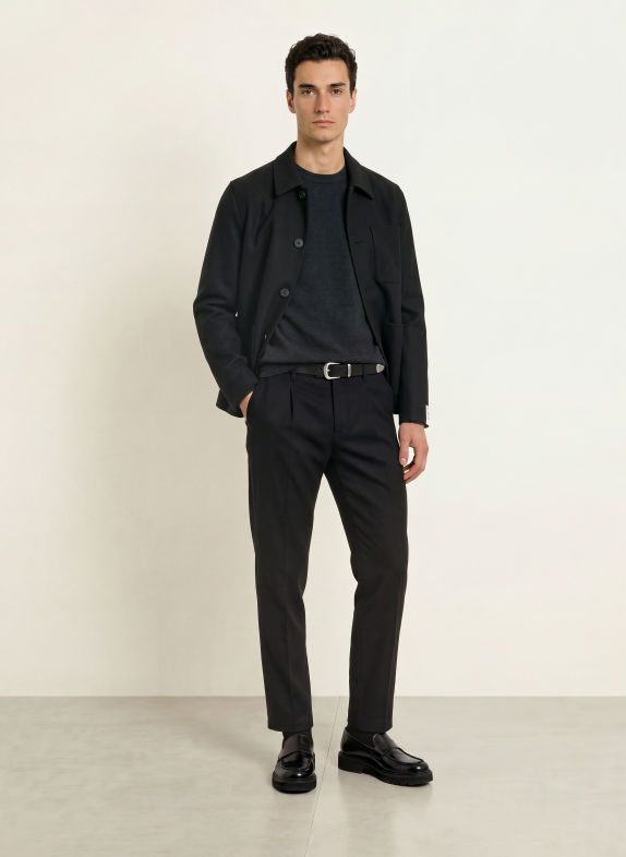 Marc O'Polo Flanellhose OSBY Tapered Fit SCHWARZ