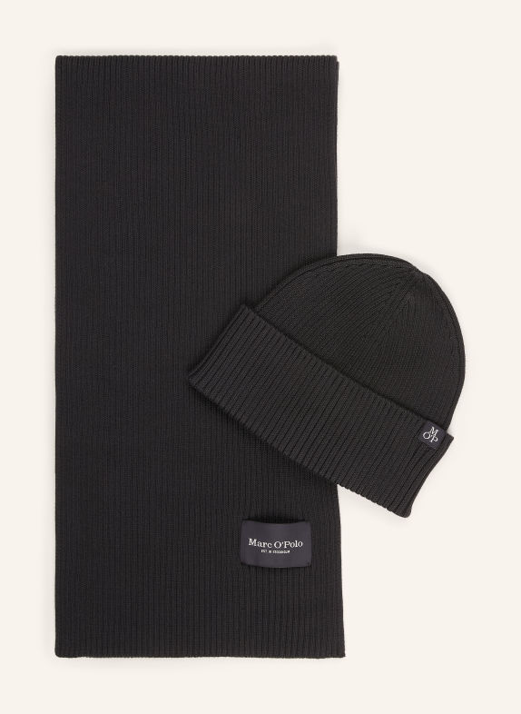 Marc O'Polo Set: muts en sjaal DONKERGRIJS