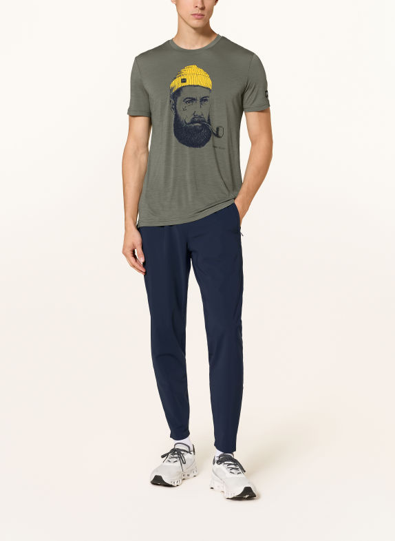 super.natural SAILOR T-shirt with merino wool GREEN / YELLOW / DARK BLUE