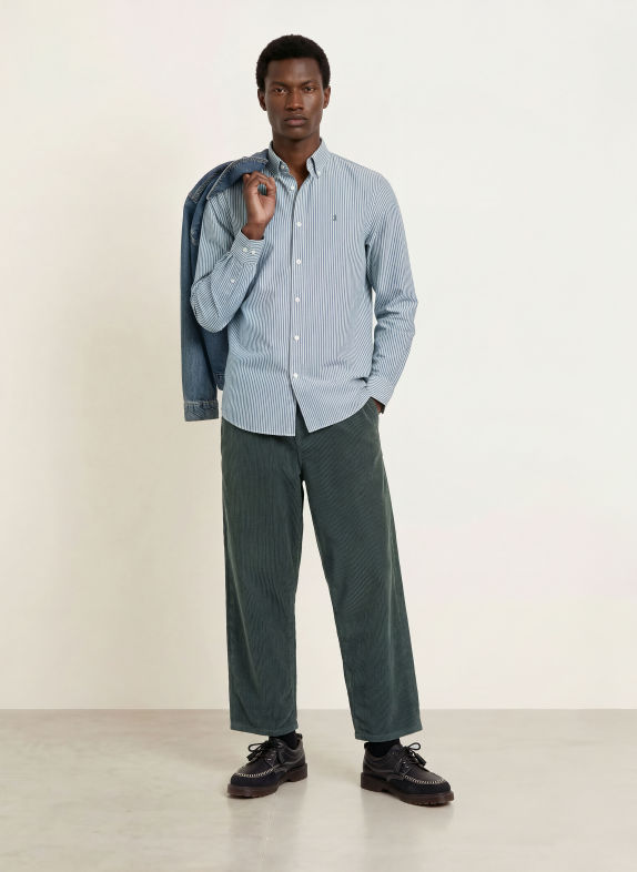 ARMEDANGELS Hemd QUAASA Slim Fit GRÜN / WEISS