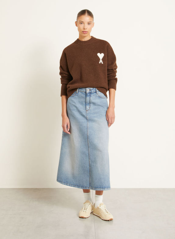 AMI PARIS Pullover mit Alpaka DUNKELBRAUN / CREME
