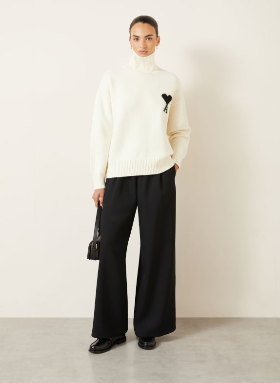 AMI PARIS Turtleneck sweater ECRU / BLACK