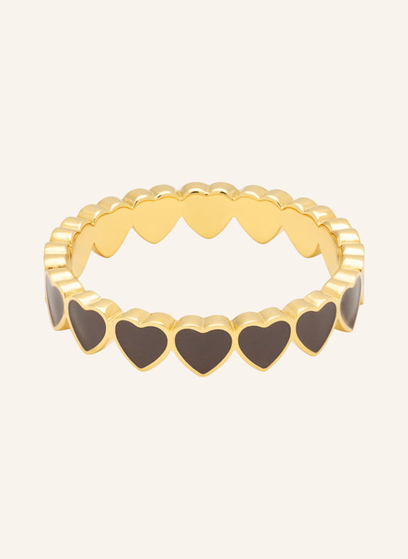 LULU Copenhagen Ring CONNECTED HEARTS GOLD / DUNKELBRAUN