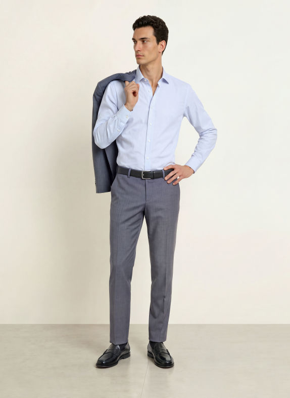 BOSS DAVID Slim Fit Shirt LIGHT BLUE / WHITE