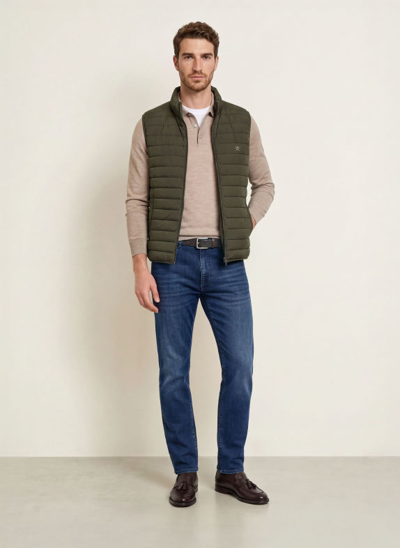 HACKETT LONDON Kamizelka pikowana GILET CIEMNOZIELONY