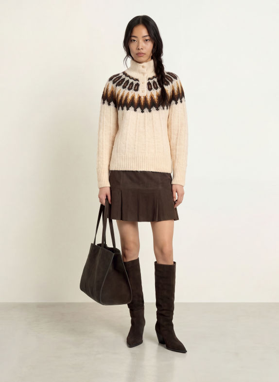 Y.A.S. Pullover CREME / DUNKELBRAUN / BRAUN