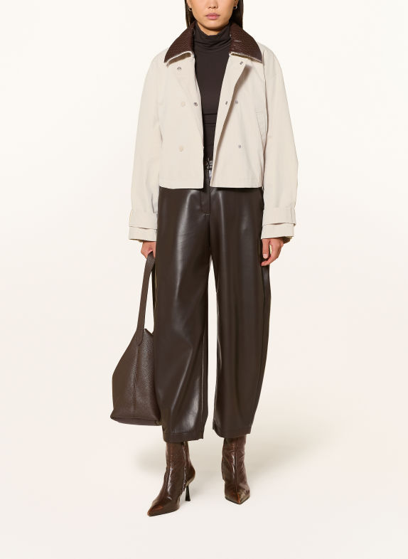 Y.A.S. Kastenjacke mit abnehmbarem Kragen CREME / DUNKELBRAUN