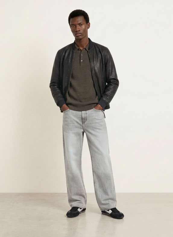 ALLSAINTS Gebreid poloshirt ASPEN DONKERGROEN