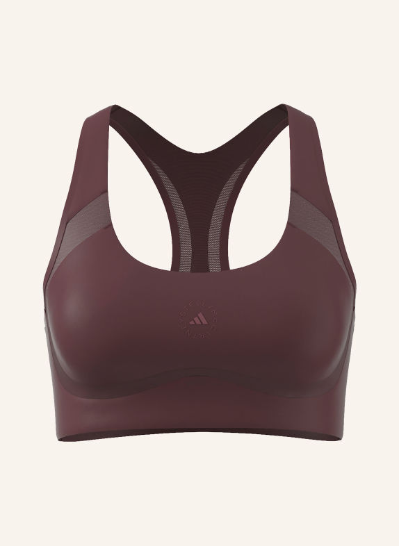 adidas by Stella McCartney Sportovní podprsenka ADIDAS BY STELLA MCCARTNEY se síťovinou TMAVĚ ČERVENÁ