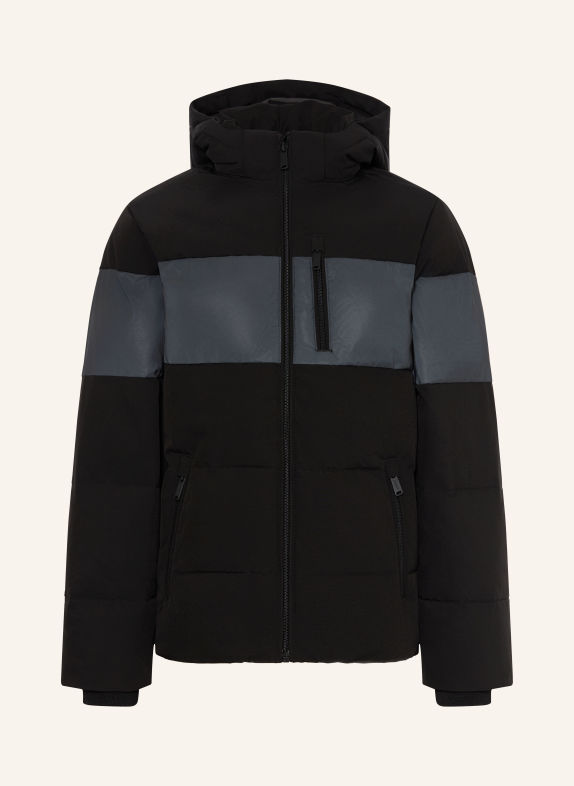 JACK&JONES Veste matelassée à capuche amovible NOIR / GRIS FONCÉ