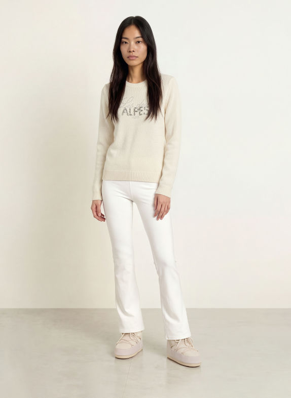 LIU JO Pullover mit Schmucksteinen WEISS