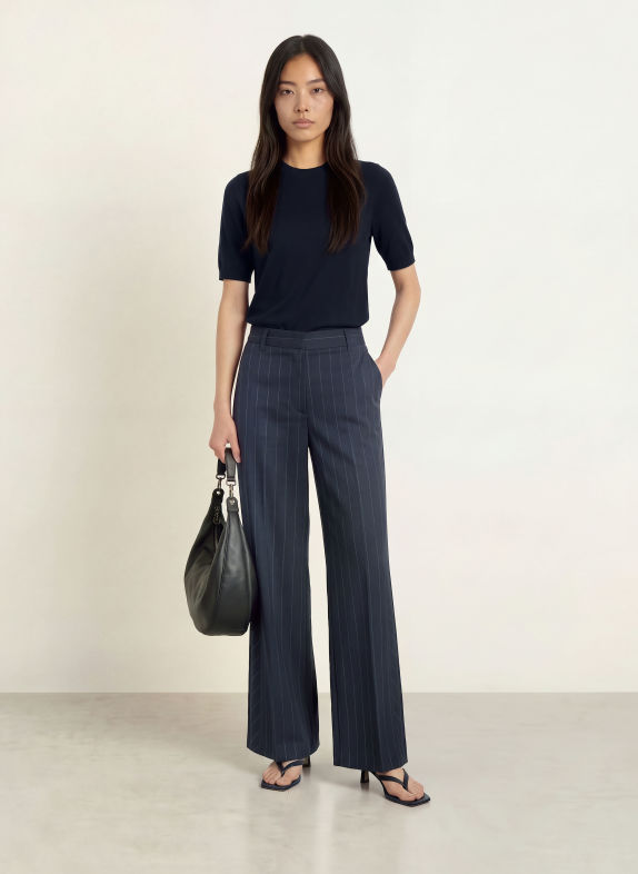 LIU JO Gebreid shirt met sierstenen DONKERBLAUW