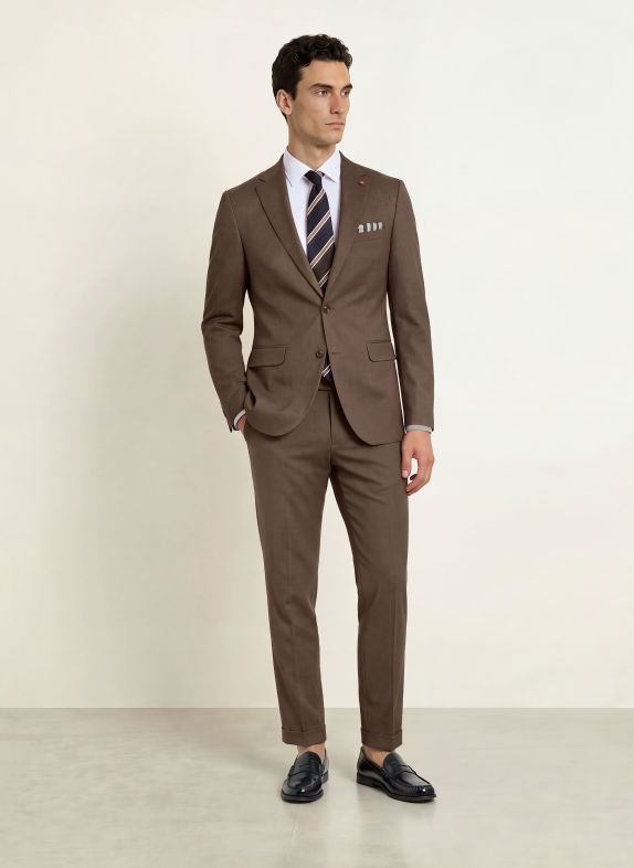 CG - CLUB of GENTS Marynarka garniturowa CG CALVIN o kroju Slim Fit, wykonana z dżerseju 73 DUNKELBRAUN
