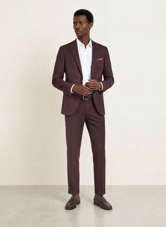 CG - CLUB of GENTS Anzugsakko CG CALVIN Slim Fit aus Jersey 43 DUNKELROT